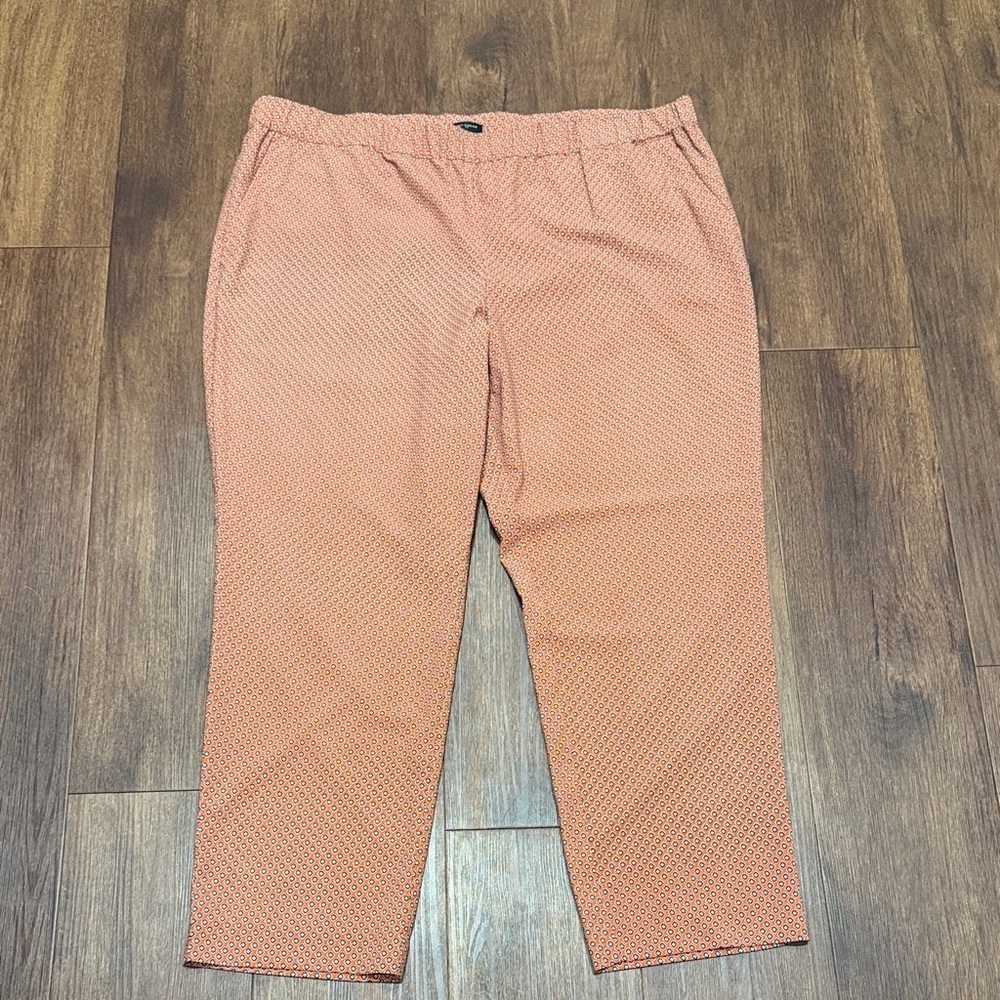 Ann Taylor Women's Orange Patterned Straight Leg Pants